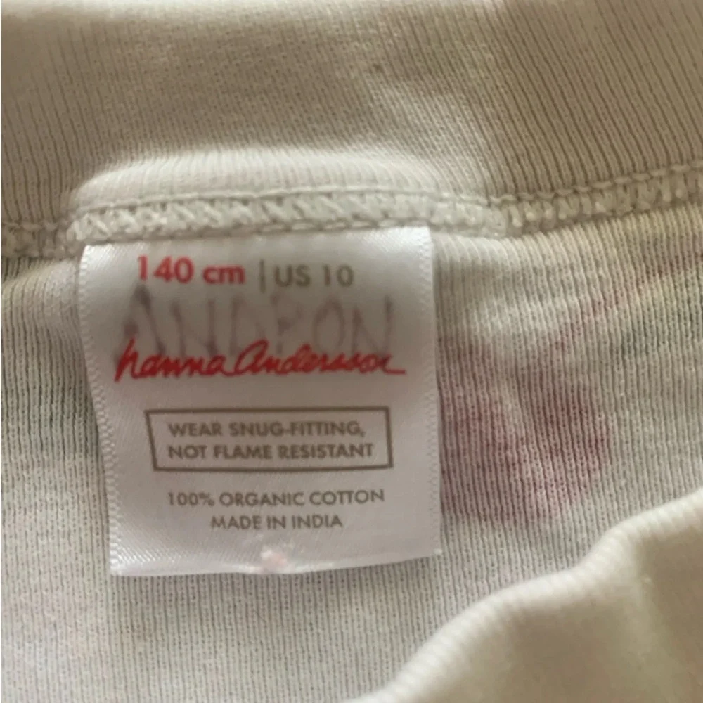 Hanna Andersson Pajama Set Top & Bottom Girls Size 10 Cotton pjs Ivory Cherries